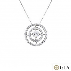 18k White Gold Diamond Double Halo Pendant 0.51ct G/VS1